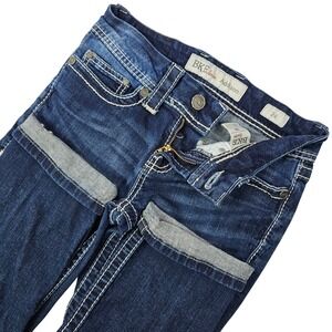 BKE Addison Crop Jeans Womens Size 24 Embellished Low Rise Dark Wash Stretch